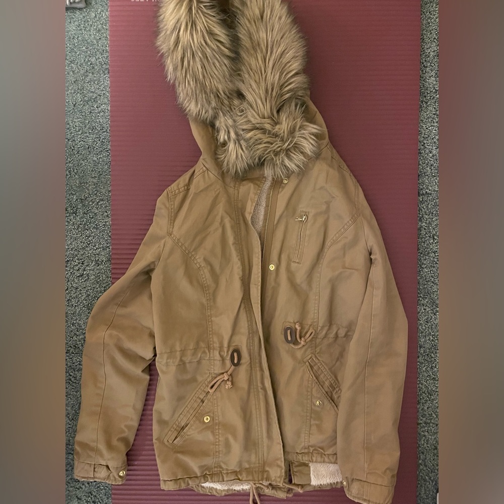 H&M Beige Khaki Utility Jacket Size 6